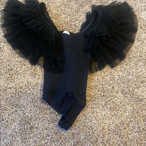 VERVET BY FLYING MONKEY Black Ruffled Bodysuit One Piece